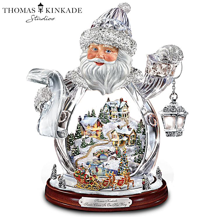 ★お求めやすく価格改定★ Kinkade Thomas Santa Santa Figurine: Crystal Tabletop Claus 工芸品