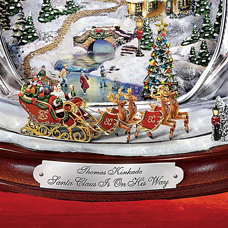 100％の保証 Kinkade Thomas Santa Santa Figurine: Crystal Tabletop Claus 工芸品