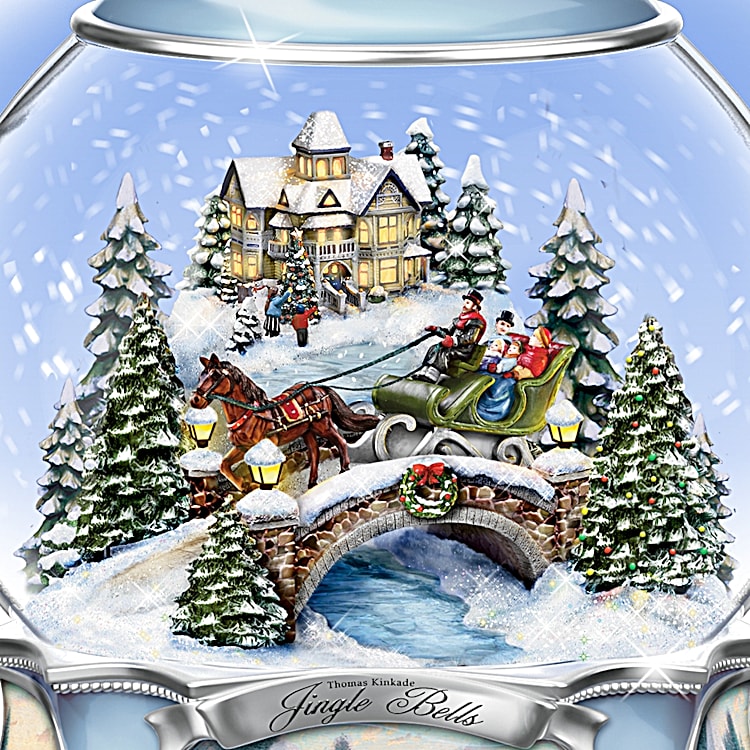Thomas Kinkade Jingle Bells Christmas Musical Snowglobe