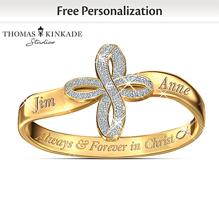 Thomas Kinkade Personalized Religious Couples Ring Always Forever In Christ