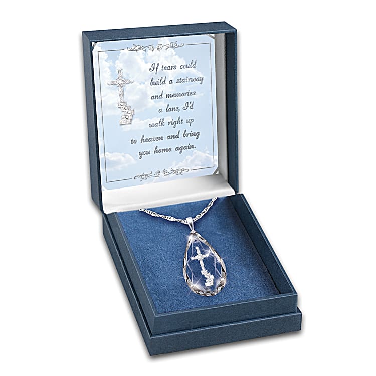 The Loving Memories Teardrop Crystal Bereavement Pendant Necklace