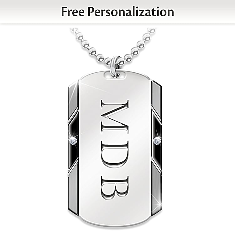 Monogram dog tag necklace best sale
