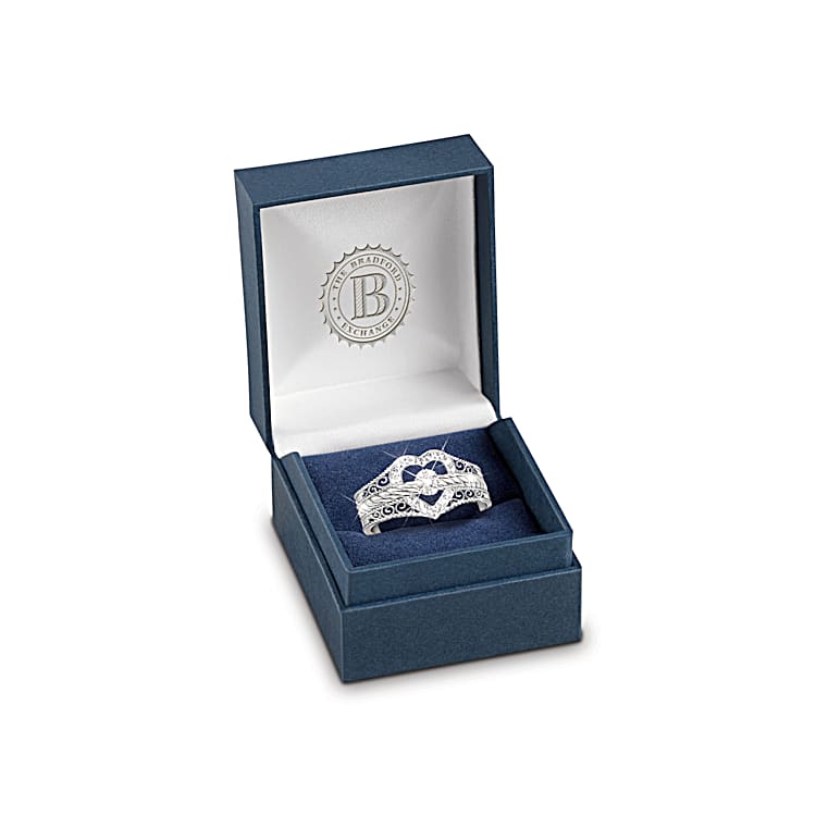 Engraved i love you 3 band stackable diamond rings discount