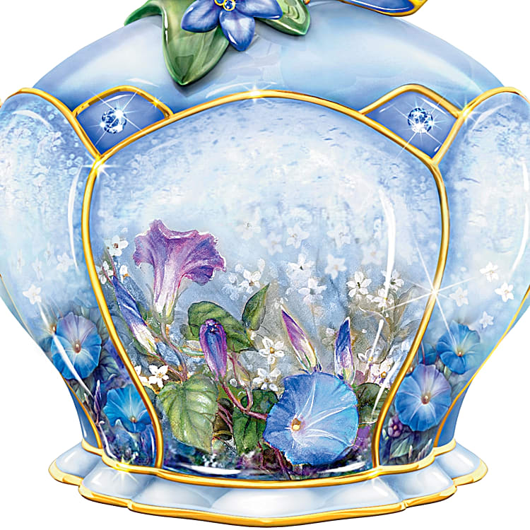 Butterfly Floral Art Heirloom Porcelain Music Box: Whispering Wings