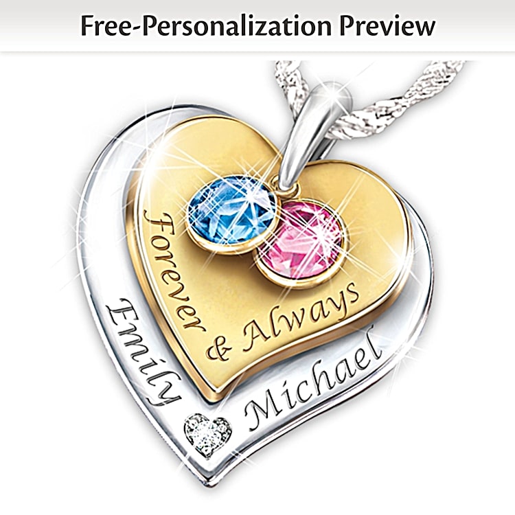 Womens Necklace Forever Always Personalized Diamond Pendant Necklace