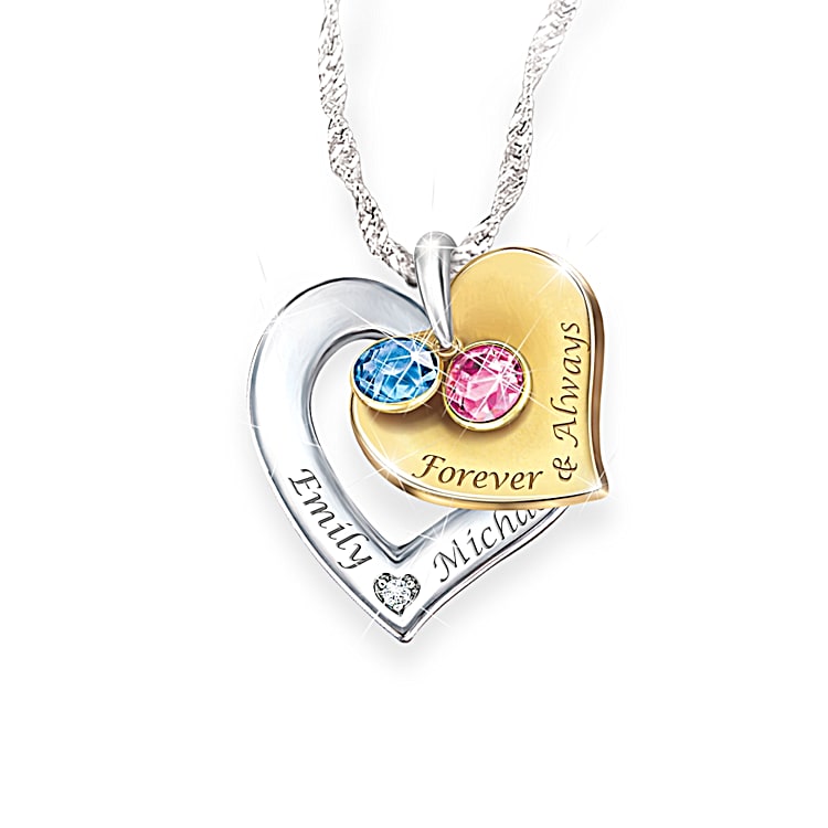 Womens Necklace Forever Always Personalized Diamond Pendant Necklace