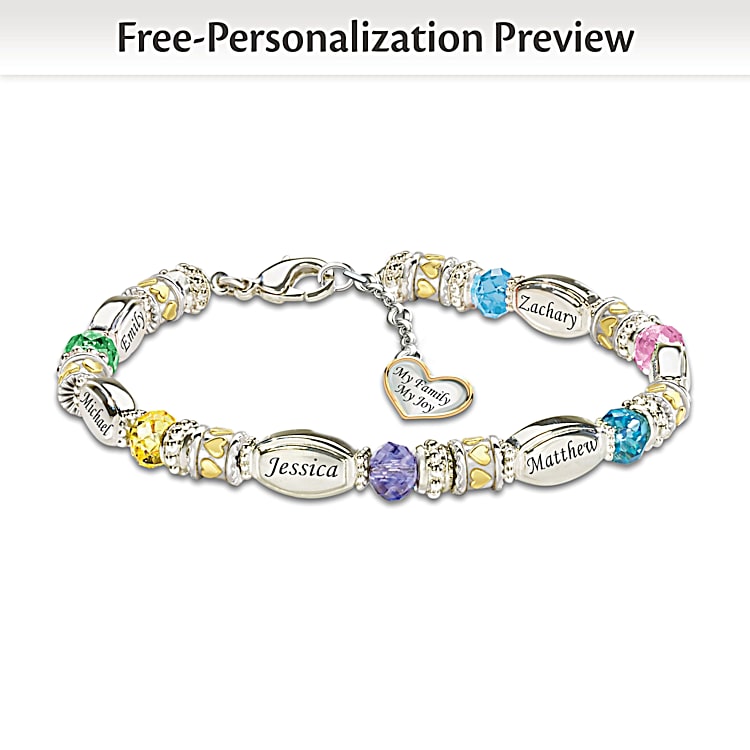 Personalized Birthstone Bracelet My Family My Joy