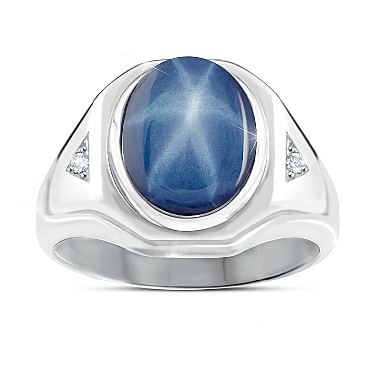 Interstellar Mens Created Star Sapphire Ring