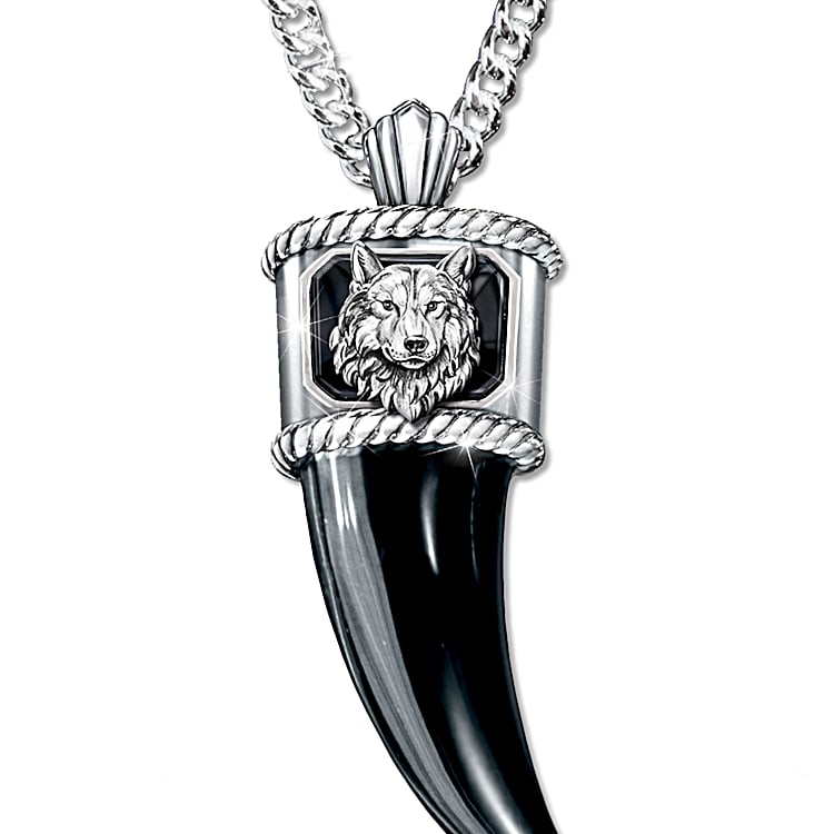 Mens wolf pendant sales