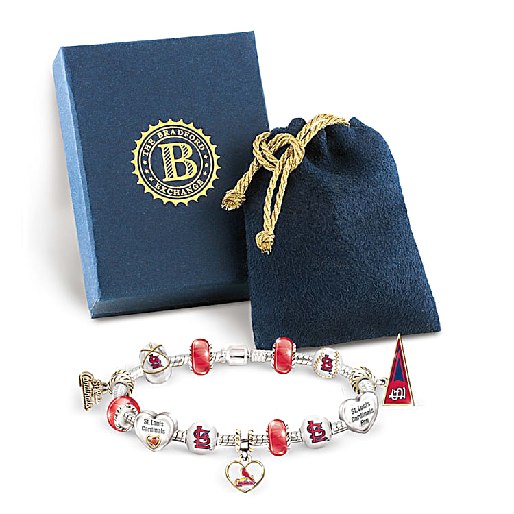 St. Louis Cardinals Women's Sterling Silver Gold-Plated Bar Bracelet