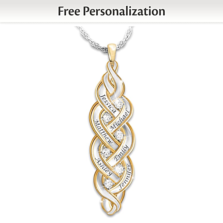 Strength Of Family Personalized Diamond Pendant Necklace