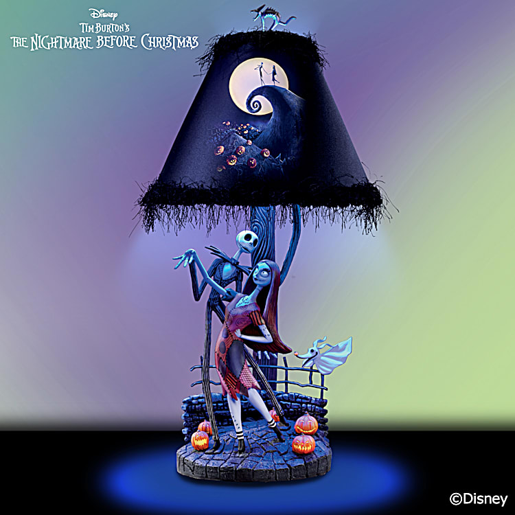 The Bradford Exchange Tim Burton's The Nightmare Before Christmas Moonlight  Table Lamp with Jack, Sally and Zero 