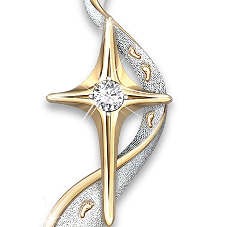 Footprints in the outlet sand cross necklace