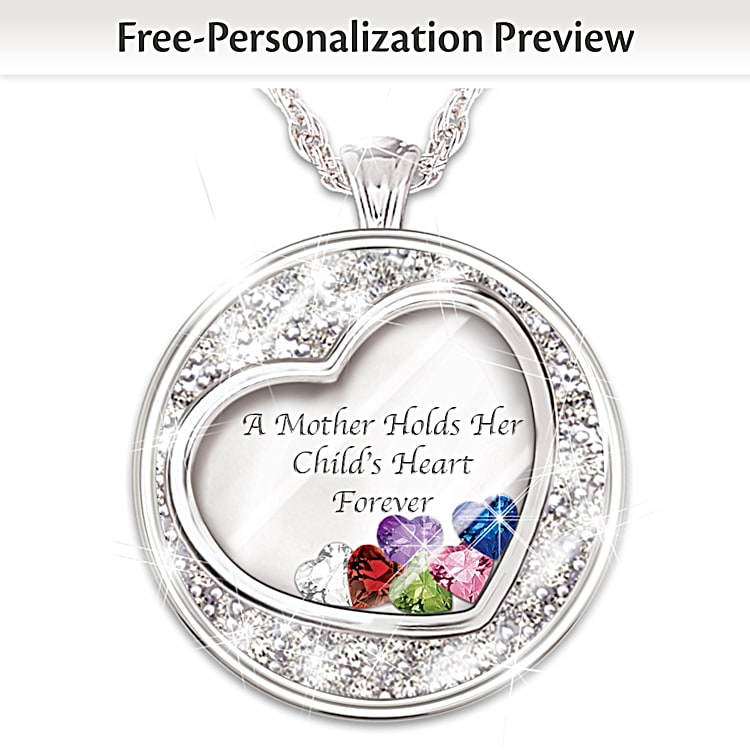 Necklace A Mother Holds Her Childs Heart Personalized Birthstone Pendant Necklace