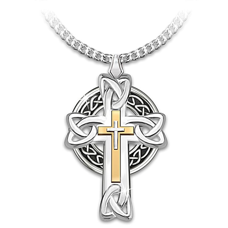 Mens celtic cross necklace deals