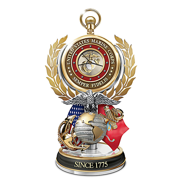 United States Marine Corps Semper Fi Pocket Watch With Fact Cards