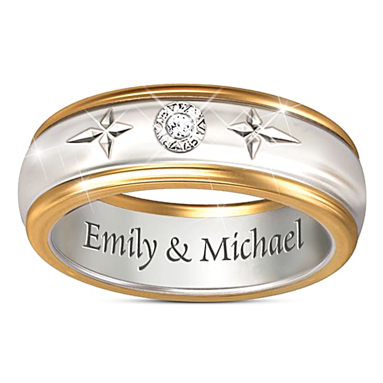Forever In Faith His Hers Personalized Set Of Diamond Wedding Rings