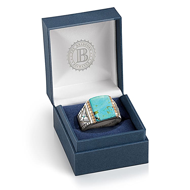 Power Of The West Turquoise Cabochon Thunderbird Mens Ring Power Of The West Turquoise Cabochon Thunderbird Mens Ring