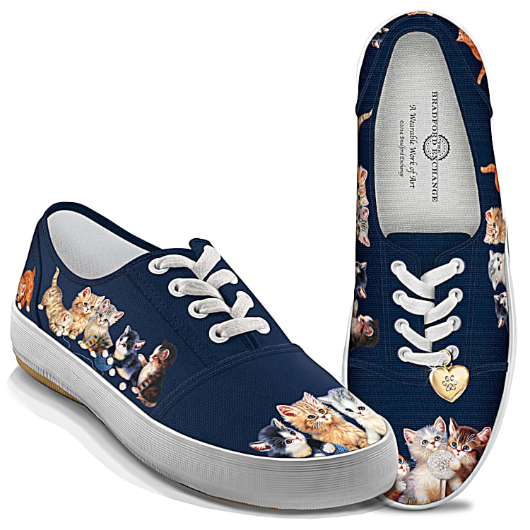 Jurgen Scholz Kitty Kat Cute Womens Canvas Cat Art Shoes