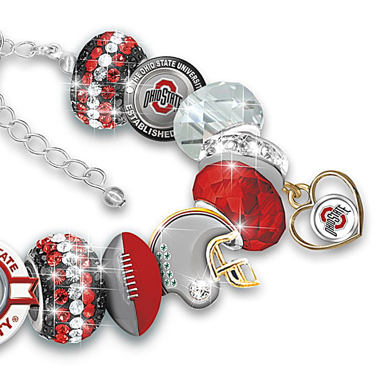 Ohio State Buckeye Charms for Bracelets - Scarlet Block O and Buckeye Leaf  Bead - Hypoallergenic Stainless Steel Charms - OSU Football Gifts