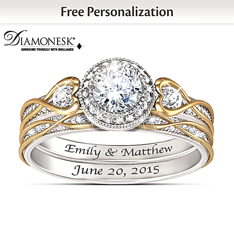 Endless Love Womens Personalized Bridal Wedding Ring Set