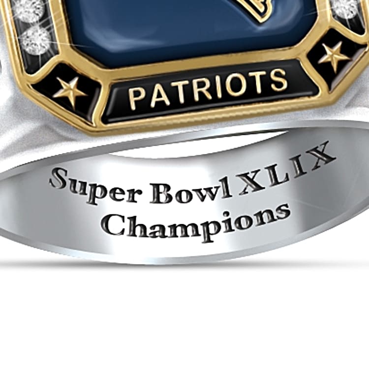 New England Patriots Super Bowl XLIX Champions Patriots Pride Personalized Mens Ring