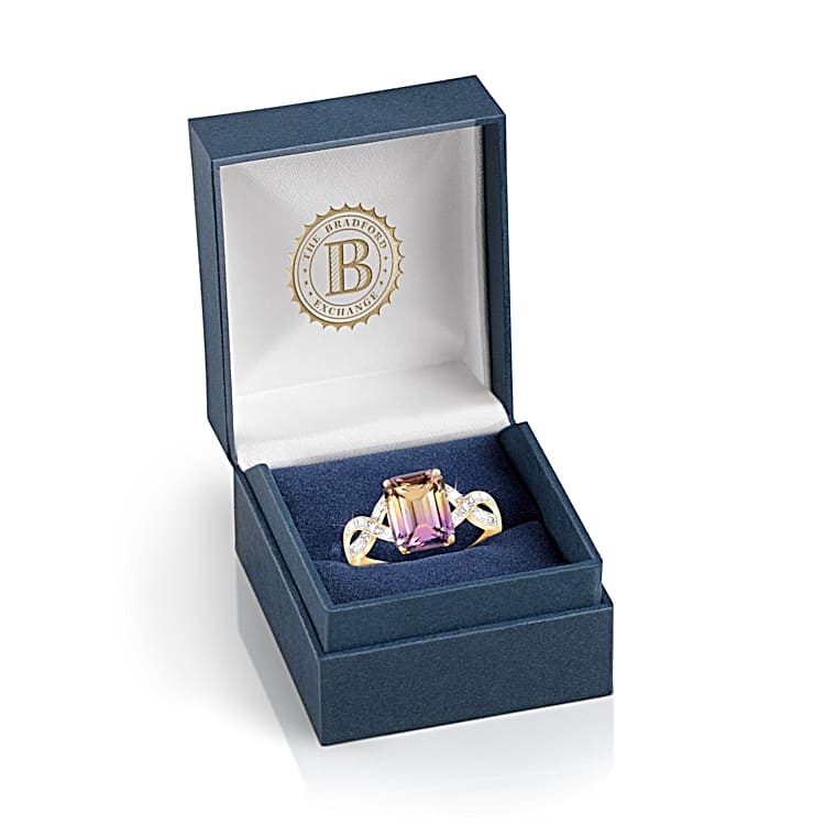 Sunset Oasis 18K Gold-Plated Ametrine And Diamond Ring