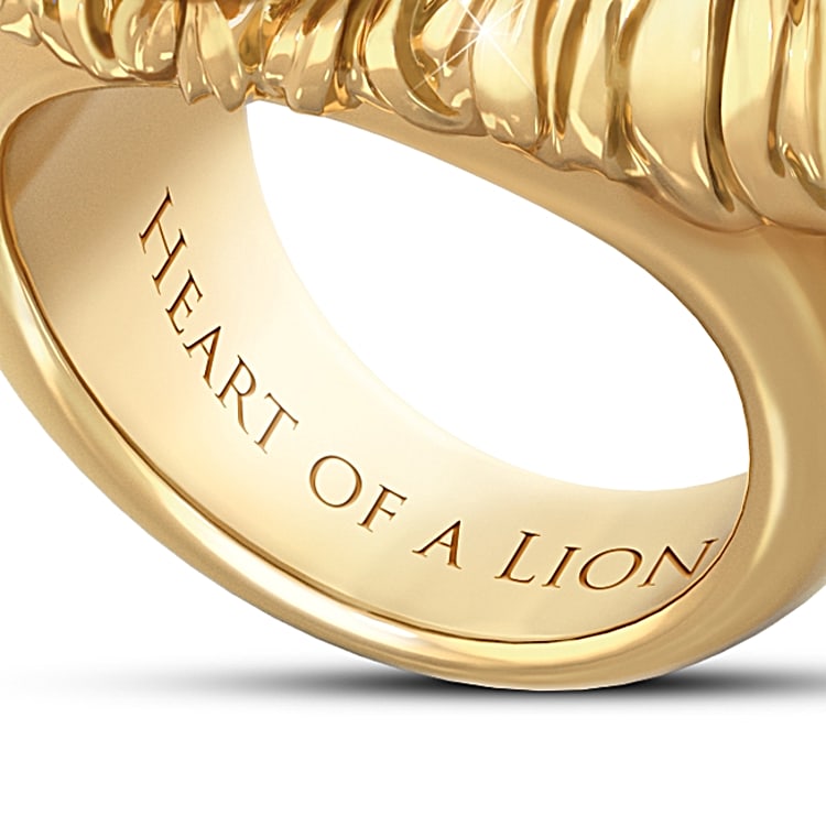 Heart Of A Lion 24K Gold Plated Mens Ring