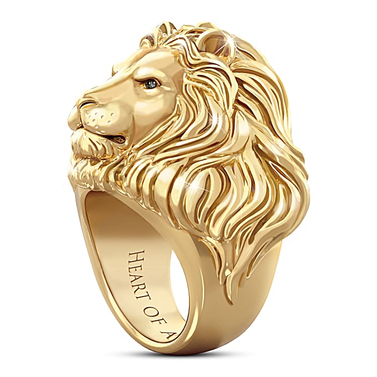 Heart Of A Lion 24K Gold Plated Mens Ring