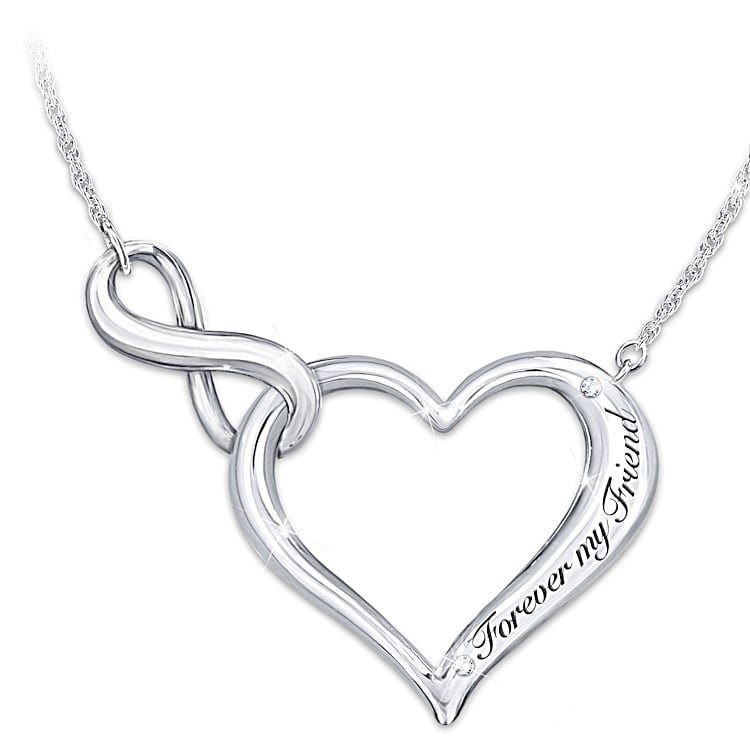 Forever My Friend Sterling Silver Necklace With Crystals