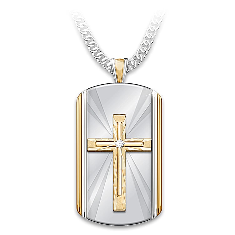 Dog tag store cross necklace
