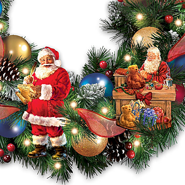 Santas Busy Season Illuminated Christmas Wreath