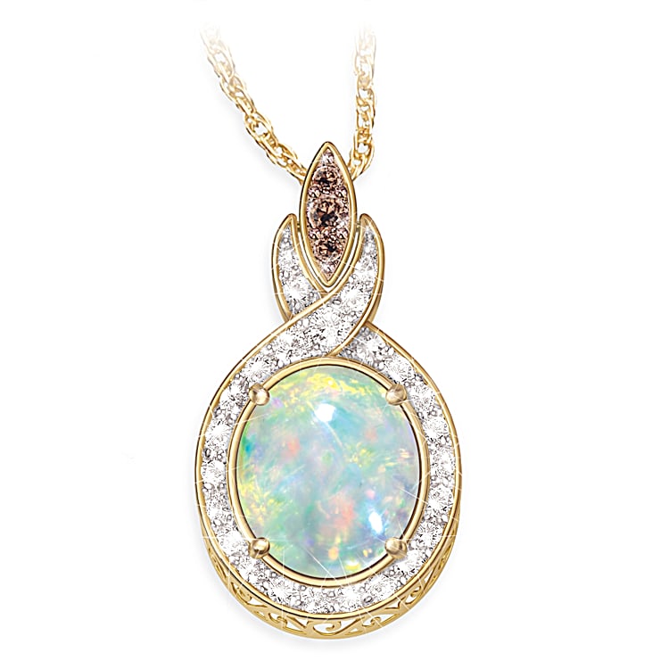 Queen Of Gems Womens Oval Shaped Ethiopian Opal And Diamond