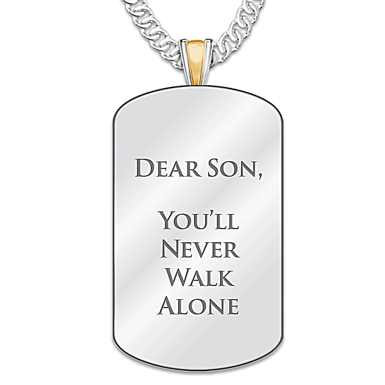 Always With You Stainless Steel Dog Tag Pendant Necklace