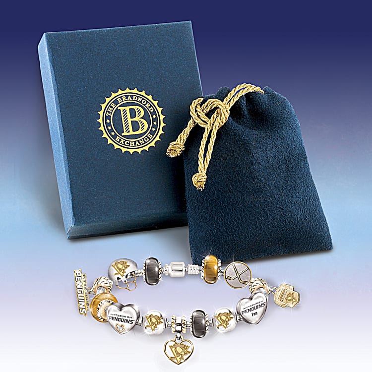 Pittsburgh Penguins 1 Fan Charm Sterling Silver Plated Bracelet