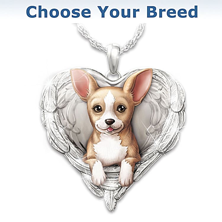 Dogs Are Angels Heart Shaped Pendant Necklace