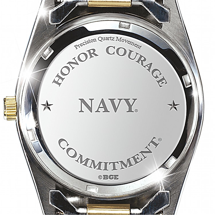 U.S. Navy Two Tone Stainless Steel Watch Featuring An Eagle