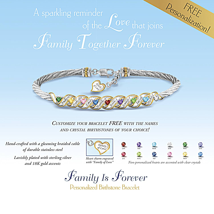 Family Is Forever Personalized Birthstone Bracelet
