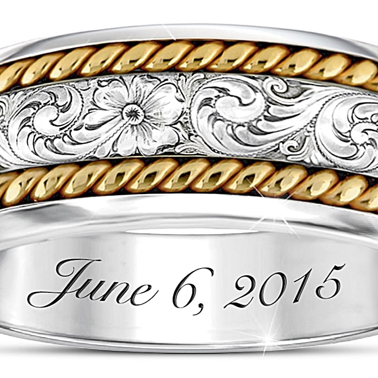 Western Romance Personalized Mens Wedding Ring