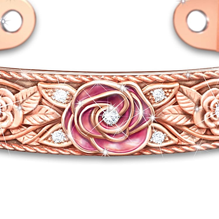 Natures Healing Beauty Floral Copper Cuff Womens Bracelet