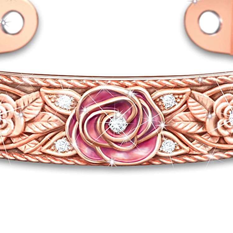 Healing Copper Turquoise 18-Carat Rose Gold-Plated Ladies' Bracelet:  'Strength Of Nature' Turquoise & Copper Healing Cuff Bracelet