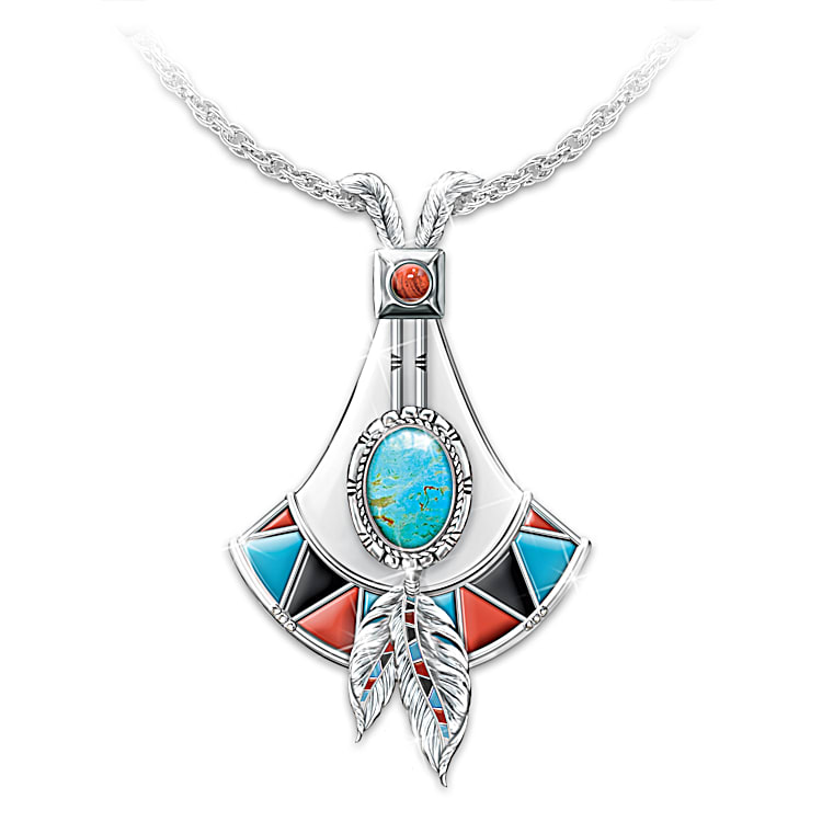 Native American Stunning Detailed Hand Carved Feathers Sterling Silver Neative American Pendant