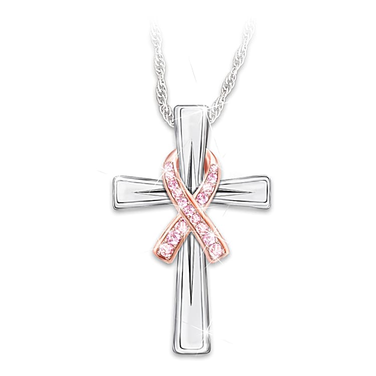 Breast cancer cross necklace sale