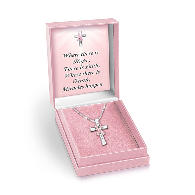 Breast cancer cross necklace on sale