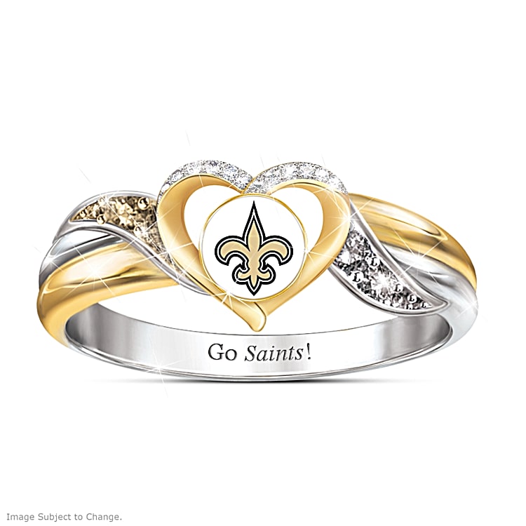 New Orleans Saints Womens 18K Gold Plated NFL Pride Ring