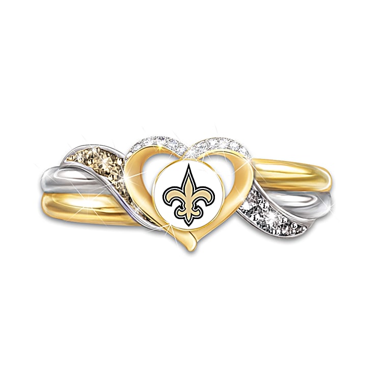 New Orleans Saints Womens 18K Gold Plated NFL Pride Ring