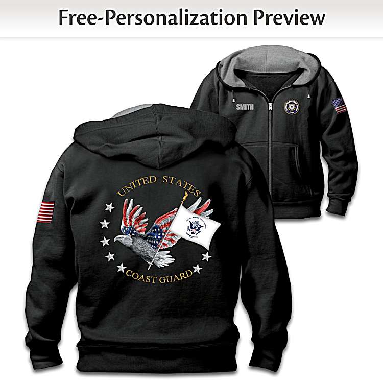 U.S. Coast Guard Pride Personalized Mens Knit Hoodie