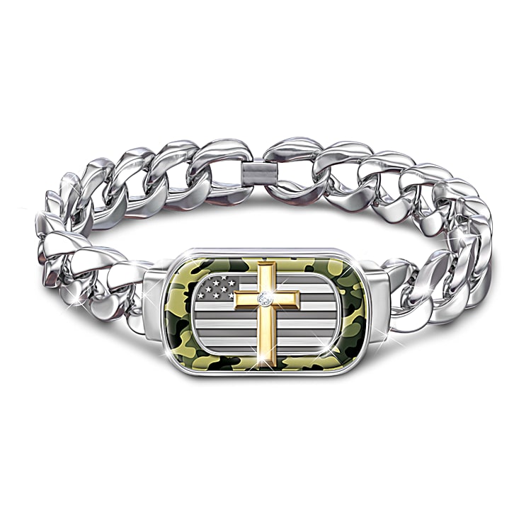 My Country My Faith Diamond Men s Bracelet