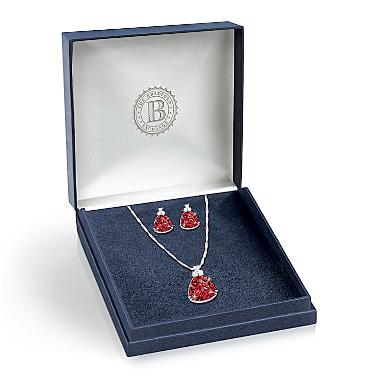 Red diamond necklace set cheap