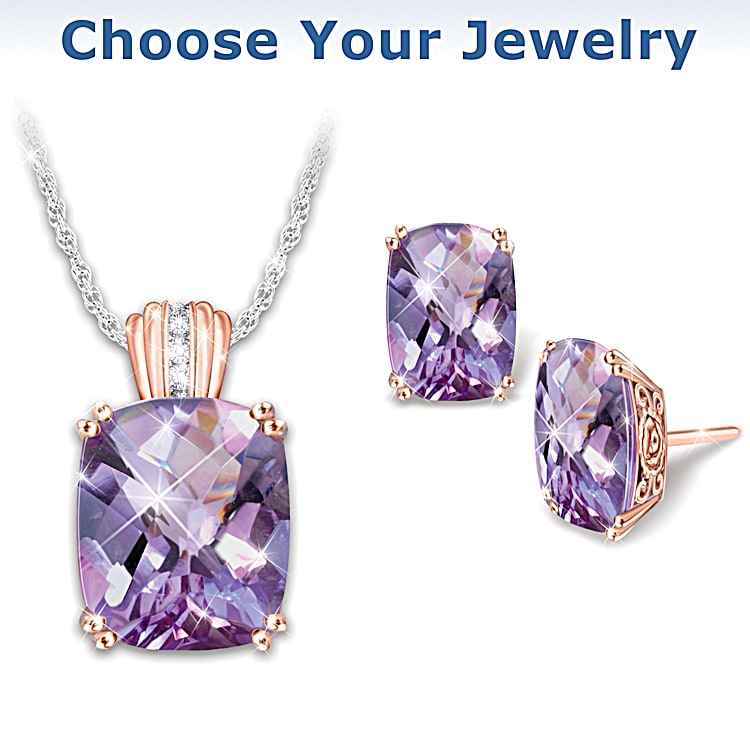 Amethyst earrings and necklace set cheap